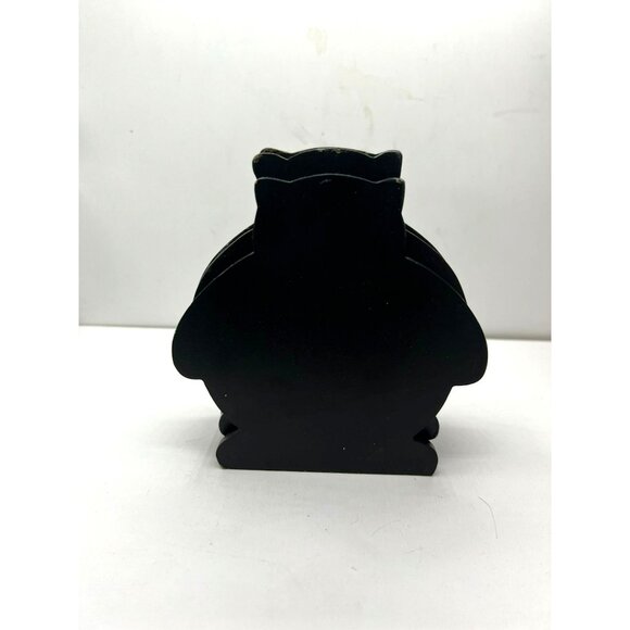 Set Of 4 Kitty Cat Coasters Hand Painted with Carrier Cork Center Black & White - Picture 5 of 9